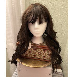 WIG SALE! In time for Halloween! Extra-long dark brown wavy with bangs